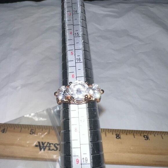 Rose Gold Tone Side Profile CZ Engagement/Cocktail Ring - Picture 4 of 7